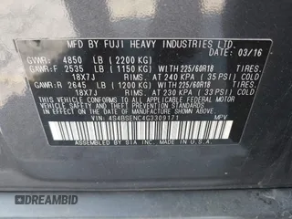 2016 Subaru Outback Limited с VIN 4S4BSENC4G3309171, выставлен на аукционе IAAI как лот 42151793 с пробегом 51 799 миль миль и . История ставок и продаж доступна на DreamBid. Изображение 9.