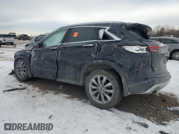 2021 Infiniti QX50 Luxe with VIN 3PCAJ5BB0MF114729, listed as a Copart auction lot 45932295 with Not Provided miles and Salvage Title. Bid and sale history available at DreamBid. Image 2.
