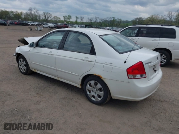 2009 Kia Spectra EX with VIN KNAFE221195609687, listed as a IAAI auction lot 42138825 with 105,170 mi miles. Bid and sale history available at carsss.com. Image 3.