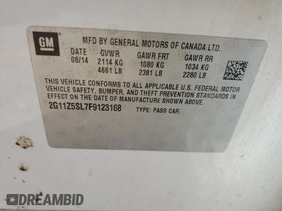 2015 Chevrolet Impala LS with VIN 2G11Z5SL7F9123168, listed as a Copart auction lot 47125965 with 346,791 mi miles and Salvage Title. Bid and sale history available at DreamBid. Image 12.