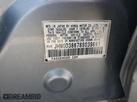 2008 Honda Fit Sport with VIN JHMGD38678S039891, listed as a Copart auction lot 42755145 with 136,252 mi miles and Salvage Title. Bid and sale history available at carsss.com. Image 14.