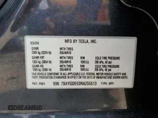 2024 Tesla Model Y Long Range with VIN 7SAYGDEE0RA255613, listed as a Copart auction lot 58993085 with 39,336 mi miles and Salvage title. Bid and sale history available at DreamBid. Image 14.