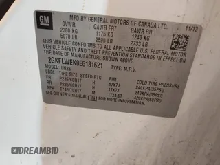 2014 GMC Terrain SLE with VIN 2GKFLWEK0E6181621, listed as a IAAI auction lot 41585557 with 175,100 mi miles. Bid and sale history available at carsss.com. Image 9.