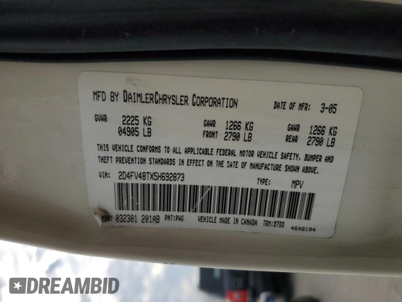 2005 Dodge Magnum z VIN 2D4FV48TX5H692873, wystawiony jako Copart lot #87230504 z przebiegiem 166 497 mil mil oraz Szkody całkowita. Historia ofert i sprzedaży dostępna na DreamBid. Obrazek 13.