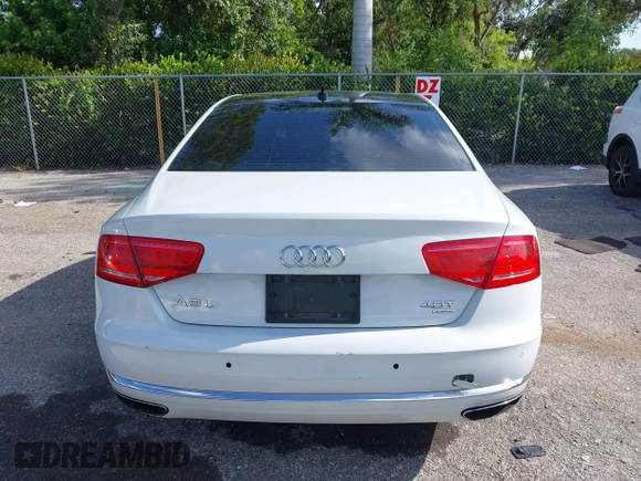 2014 Audi A8 4.0T with VIN WAUR2AFD8EN004371, listed as a IAAI auction lot 42693492 with 159,405 mi miles and . Bid and sale history available at DreamBid. Image 16.