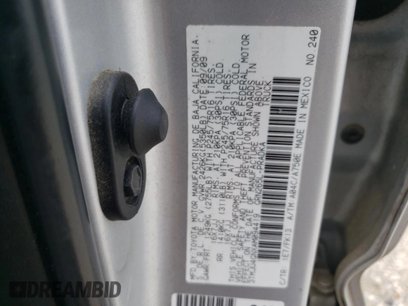 2010 Toyota Tacoma PreRunner with VIN 3TMJU4GNXAM094419, listed as a Copart auction lot 57757185 with 201,490 mi miles and Salvage title. Bid and sale history available at DreamBid. Image 12.