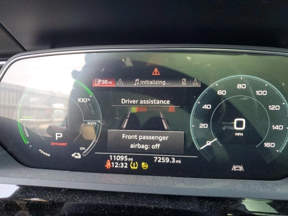 2021 Audi e-tron Premium with VIN WA1AAAGE7MB027435, listed as a Copart auction lot 73369172 with 11,095 mi miles. Bid and sale history available at carsss.com. Image 9.