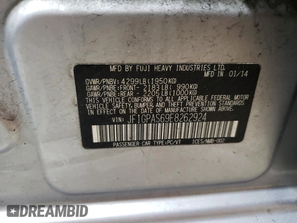 2014 Subaru Impreza Special Sports Limited z VIN JF1GPAS69E8262924, wystawiony jako Copart lot #55456665 z przebiegiem 152 501 mil mil oraz Szkoda całkowita • Salvage title. Historia ofert i sprzedaży dostępna na DreamBid. Obrazek 13.