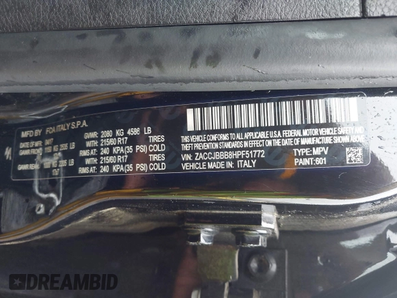 2017 Jeep Renegade Latitude z VIN ZACCJBBB8HPF51772, wystawiony jako IAAI lot #42181722 z przebiegiem 63 950 mil mil oraz . Historia ofert i sprzedaży dostępna na DreamBid. Obrazek 9.