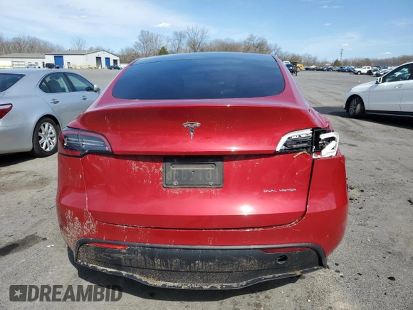 2020 Tesla Model Y Long Range with VIN 5YJYGDEEXLF013726, listed as a Copart auction lot 50289805 with Not Provided miles and Salvage Title. Bid and sale history available at DreamBid. Image 6.