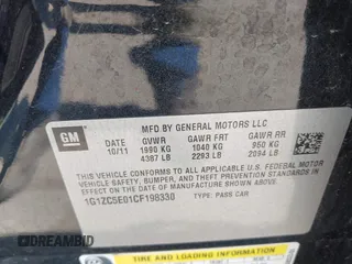 2012 Chevrolet Malibu 1LT with VIN 1G1ZC5E01CF198330, listed as a IAAI auction lot 42140421 with 119,740 mi miles and . Bid and sale history available at DreamBid. Image 9.