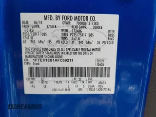 2010 Ford F-150 XL with VIN 1FTEX1E81AFC69211, listed as a IAAI auction lot 42678267 with 174,127 mi miles and . Bid and sale history available at DreamBid. Image 9.