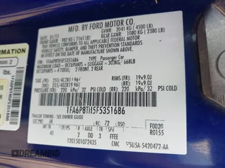 2015 Ford Mustang EcoBoost with VIN 1FA6P8TH5F5351686, listed as a IAAI auction lot 42290571 with 129,546 mi miles and . Bid and sale history available at DreamBid. Image 9.