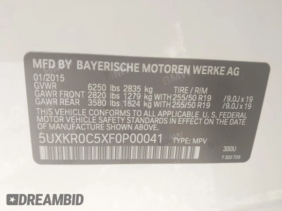 2015 BMW X5 xDrive35i z VIN 5UXKR0C5XF0P00041, wystawiony jako IAAI lot #42291641 z przebiegiem 73 109 mil mil oraz . Historia ofert i sprzedaży dostępna na DreamBid. Obrazek 9.