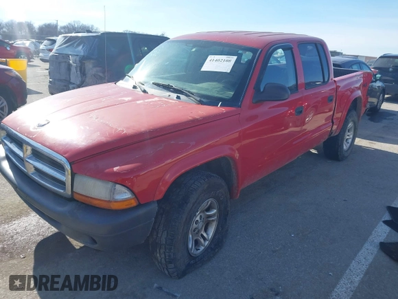 2004 Dodge Dakota Sport with VIN 1D7HG38KX4S735459, listed as a IAAI auction lot 41402108 with 262,730 mi miles. Bid and sale history available at carsss.com. Image 2.