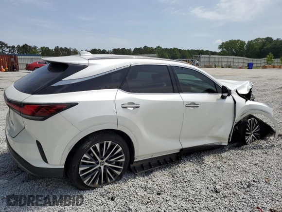 2023 Lexus RX 350 with VIN JTJCHMAA9P2005987, listed as a Copart auction lot 57335515 with 27,538 mi miles and Salvage title. Bid and sale history available at DreamBid. Image 3.