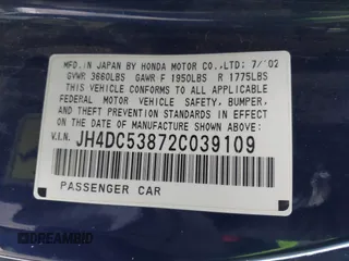 2002 Acura RSX Manual с VIN JH4DC53872C039109, выставлен на аукционе IAAI как лот 41616235 с пробегом 180 956 миль миль и . История ставок и продаж доступна на DreamBid. Изображение 9.