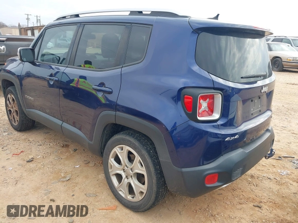 2017 Jeep Renegade Limited with VIN ZACCJBDB9HPE72768, listed as a IAAI auction lot 41506030 with 93,657 mi miles and . Bid and sale history available at DreamBid. Image 3.