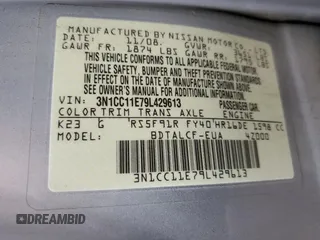 2009 Nissan Versa 1.6 with VIN 3N1CC11E79L429613, listed as a Copart auction lot 72220034 with 134,891 mi miles and Salvage Title. Bid and sale history available at carsss.com. Image 12.
