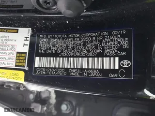 2019 Toyota Prius L Eco with VIN JTDKARFU9K3072837, listed as a IAAI auction lot 41303858 with 0 mi miles. Bid and sale history available at carsss.com. Image 9.