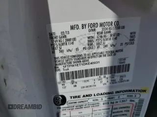 2013 Ford F-150 XL с VIN 1FTFW1ET1DKE40031, выставлен на аукционе Copart как лот 60820325 с пробегом 197 595 миль миль и Чистый • Clean title. История ставок и продаж доступна на DreamBid. Изображение 12.