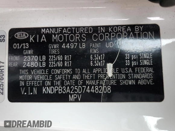 2013 Kia Sportage LX with VIN KNDPB3A25D7448208, listed as a Copart auction lot 49738295 with 161,551 mi miles and Salvage Title. Bid and sale history available at carsss.com. Image 13.