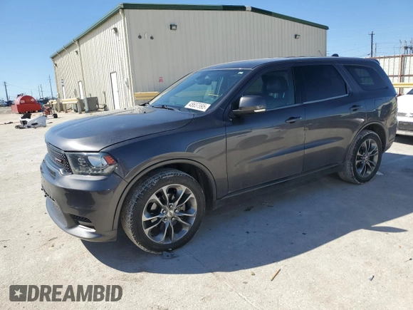 2019 Dodge Durango GT Plus with VIN 1C4RDHDG7KC824435, listed as a Copart auction lot 48637995 with 105,543 mi miles and Salvage Title. Bid and sale history available at carsss.com. Image 1.