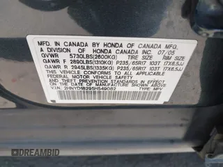 2005 Acura MDX с VIN 2HNYD18295H549082, выставлен на аукционе IAAI как лот 42431135 с пробегом 280 197 миль миль и . История ставок и продаж доступна на DreamBid. Изображение 9.