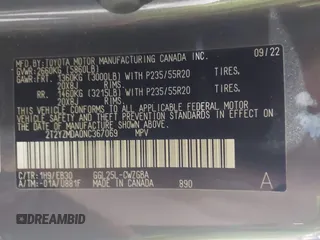 2022 Lexus RX 350 F Sport with VIN 2T2YZMDA0NC367069, listed as a IAAI auction lot 42516670 with 23,454 mi miles and . Bid and sale history available at DreamBid. Image 9.