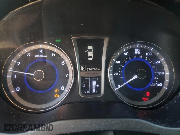 2013 Hyundai Azera with VIN KMHFH4JG6DA262297, listed as a Copart auction lot 56781155 with 234,793 mi miles and Clean Title. Bid and sale history available at DreamBid. Image 9.