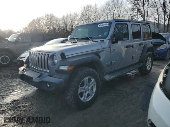 2018 Jeep Wrangler Unlimited Sport z VIN 1C4HJXDN0JW302837, wystawiony jako Copart lot #46253145 z przebiegiem 62 256 mil mil oraz Szkoda całkowita • Salvage title. Historia ofert i sprzedaży dostępna na DreamBid. Obrazek 1.