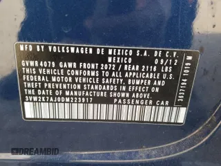 2013 Volkswagen Jetta S z VIN 3VW2K7AJ0DM223917, wystawiony jako Copart lot #45992575 z przebiegiem 147 349 mil mil oraz Czysty tytuł • Clean title. Historia ofert i sprzedaży dostępna na DreamBid. Obrazek 12.