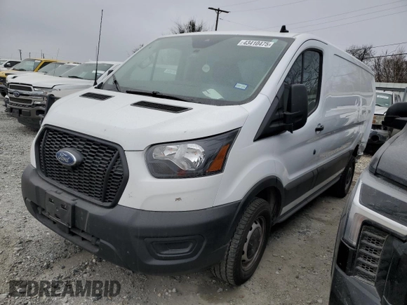 2023 Ford Transit Cargo with VIN 1FTBR1Y88PKA97221, listed as a Copart auction lot 43410475 with 34,927 mi miles and Salvage Title. Bid and sale history available at DreamBid. Image 1.