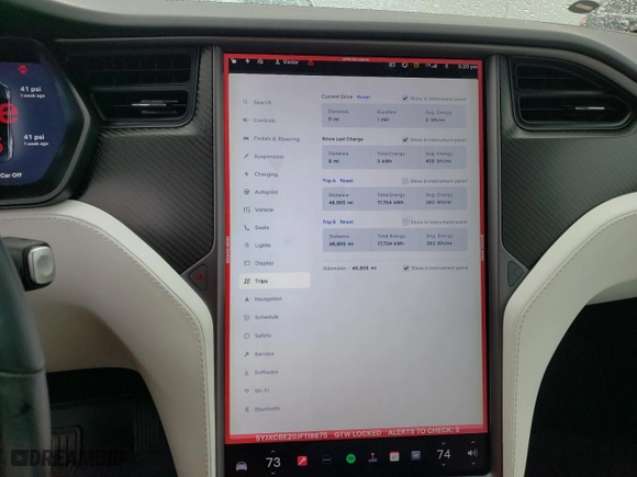 2018 Tesla Model X 75D with VIN 5YJXCBE20JF119875, listed as a Copart auction lot 50772175 with 48,805 mi miles and Salvage Title. Bid and sale history available at carsss.com. Image 9.