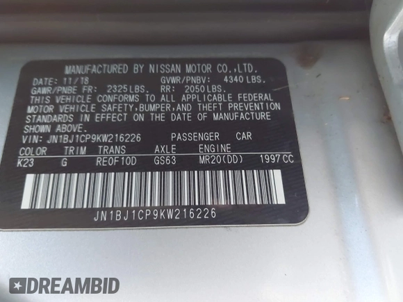 2019 Nissan Rogue S with VIN JN1BJ1CP9KW216226, listed as a IAAI auction lot 40509137 with 98,048 mi miles and . Bid and sale history available at DreamBid. Image 9.