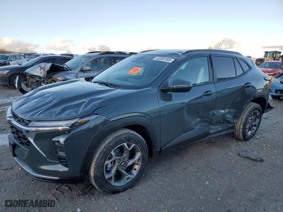 2025 Chevrolet Trax LT with VIN KL77LHEP7SC134691, listed as a Copart auction lot 43384165 with 127 mi miles and Salvage Title. Bid and sale history available at carsss.com. Image 1.