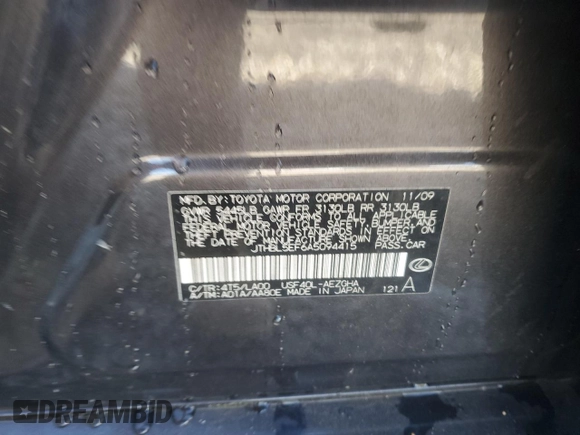 2010 Lexus LS 460 with VIN JTHBL5EF6A5094415, listed as a Copart auction lot 80513194 with 180,744 mi miles and Salvage title. Bid and sale history available at DreamBid. Image 13.
