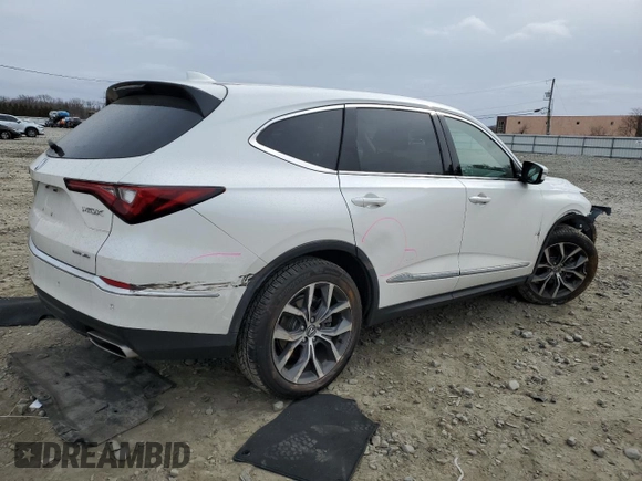 2022 Acura MDX w/Technology Package with VIN 5J8YE1H45NL043239, listed as a Copart auction lot 47295685 with 40,427 mi miles and Salvage Title. Bid and sale history available at carsss.com. Image 3.