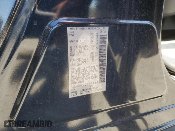 2015 Infiniti QX60 with VIN 5N1AL0MN3FC537434, listed as a Copart auction lot 49858355 with 155,181 mi miles and Salvage Title. Bid and sale history available at DreamBid. Image 15.
