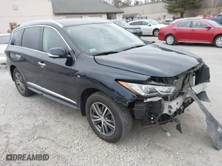 2019 Infiniti QX60 PURE with VIN 5N1DL0MM6KC506211, listed as a IAAI auction lot 41854208 with 120,892 mi miles. Bid and sale history available at carsss.com. Image 1.