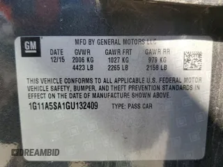 2016 Chevrolet Malibu Limited LS with VIN 1G11A5SA1GU132409, listed as a Copart auction lot 75652784 with 110,078 mi miles and Salvage Title. Bid and sale history available at carsss.com. Image 12.