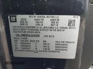 2010 GMC Acadia SLT1 with VIN 1GKLVMED3AJ245280, listed as a IAAI auction lot 41898165 with 233,244 mi miles and . Bid and sale history available at DreamBid. Image 9.