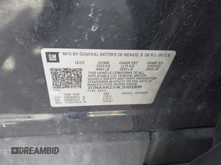 2020 Chevrolet Equinox LT with VIN 3GNAXKEV4LS591809, listed as a IAAI auction lot 41830359 with 24,452 mi miles. Bid and sale history available at carsss.com. Image 9.