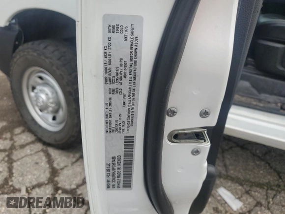2023 Ram 2500 Tradesman with VIN 3C6UR5HJ9PG587488, listed as a Copart auction lot 61572935 with 43,791 mi miles and Clean title. Bid and sale history available at DreamBid. Image 12.