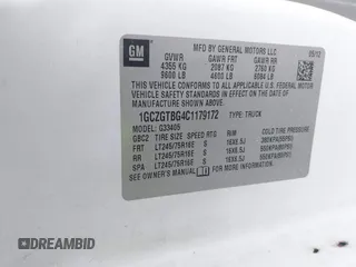 2012 Chevrolet Express Cargo with VIN 1GCZGTBG4C1179172, listed as a IAAI auction lot 42344866 with 257,396 mi miles and . Bid and sale history available at DreamBid. Image 9.