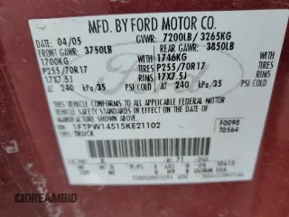 2005 Ford F-150 XLT with VIN 1FTPW14515KE21102, listed as a Copart auction lot 49727215 with 230,362 mi miles and Clean Title. Bid and sale history available at carsss.com. Image 12.