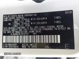 2020 Lexus NX 300 with VIN JTJGARBZXL5018747, listed as a IAAI auction lot 42416851 with 54,865 mi miles and . Bid and sale history available at DreamBid. Image 9.