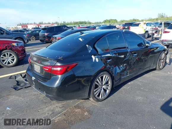 2019 Infiniti Q50 Luxe with VIN JN1EV7AP7KM516656, listed as a IAAI auction lot 42695766 with 100,206 mi miles and . Bid and sale history available at DreamBid. Image 4.