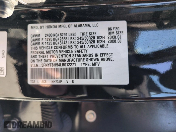 2020 Honda Passport EX-L z VIN 5FNYF8H54LB012271, wystawiony jako Copart lot #54915205 z przebiegiem 48 928 mil mil oraz Szkoda całkowita • Salvage title. Historia ofert i sprzedaży dostępna na DreamBid. Obrazek 13.