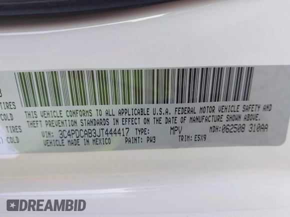 2018 Dodge Journey SE with VIN 3C4PDCAB3JT444417, listed as a IAAI auction lot 41833034 with 72,354 mi miles. Bid and sale history available at carsss.com. Image 9.